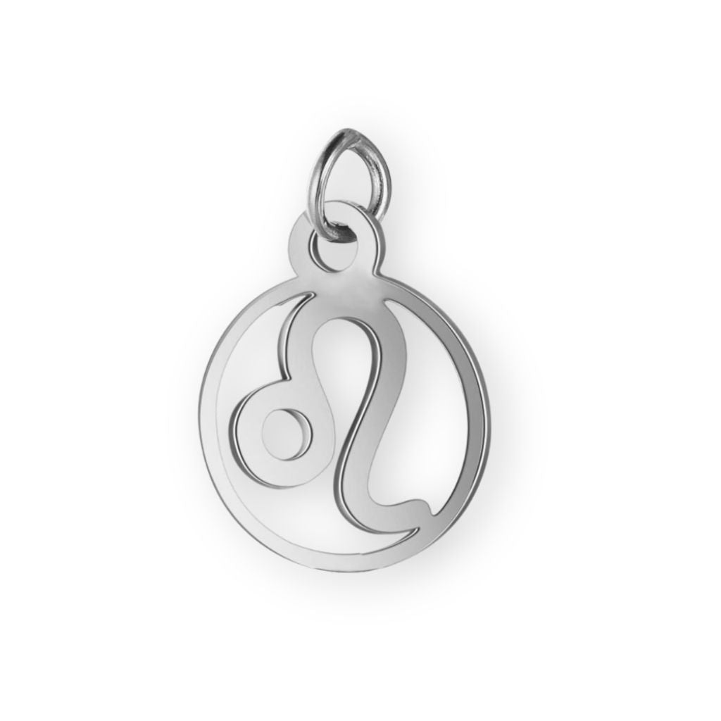 Un pendentif en argent pour bola de grossesse de femme enceinte représentant le signe astrologique du lion