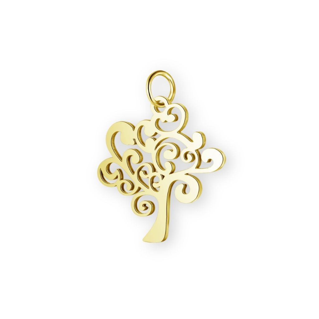 Une collection de pendentif arbre de vie en or pour bola de grossesse de femme enceinte