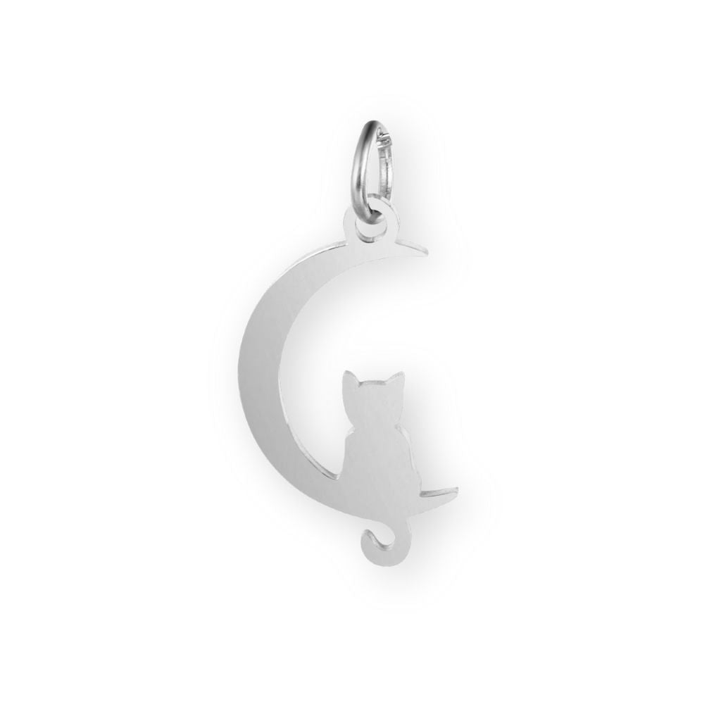 Une collection de pendentif avec une lune et un chat en argent pour bola de grossesse de femme enceinte